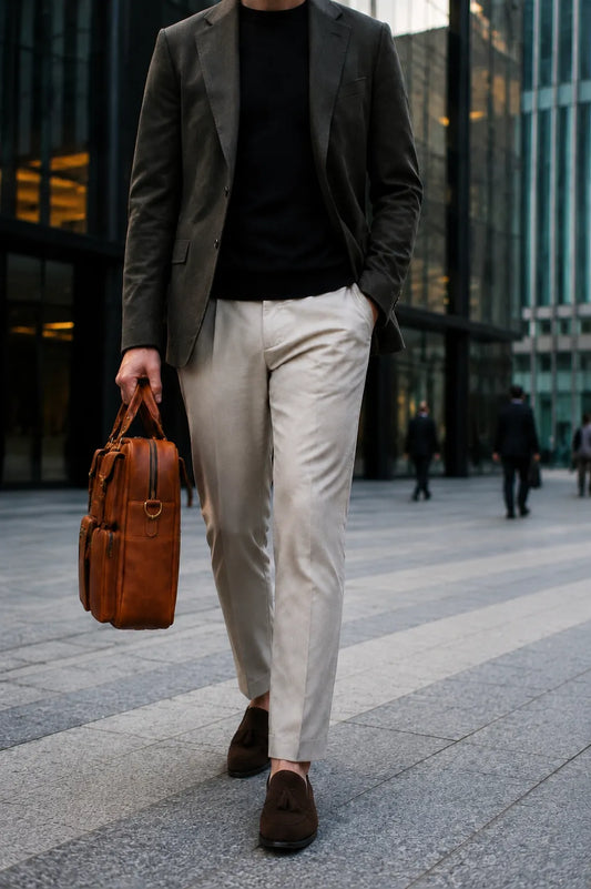 Vintage Crazy Horse Leather Briefcase – Premium Business Laptop Bag