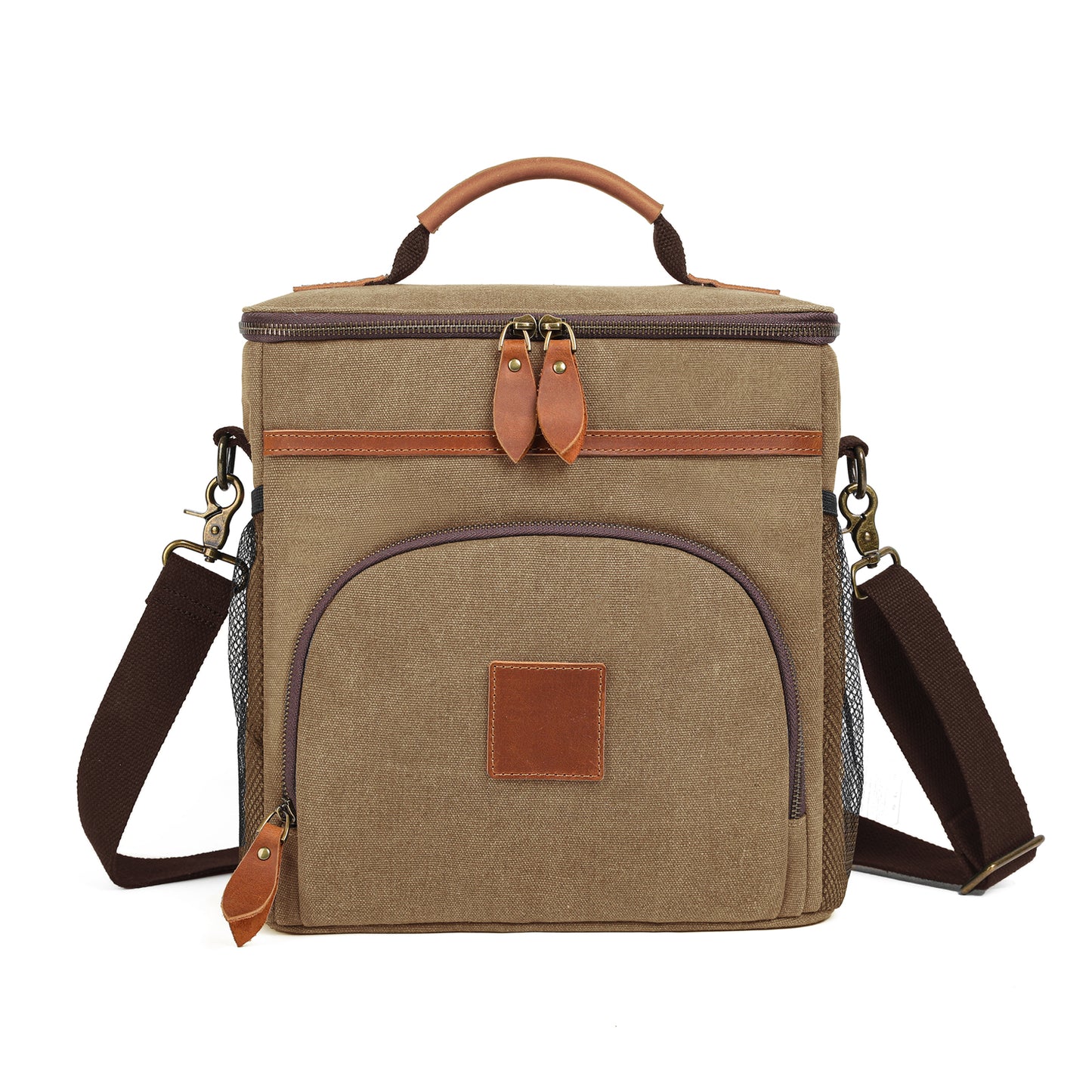 Personalized Insulated Lunch Cooler Bag Removable Padded Divider Engraved Leather Canvas Beach Cooler Bag Custom Gift Monogrammed for Men and Women 24-Can