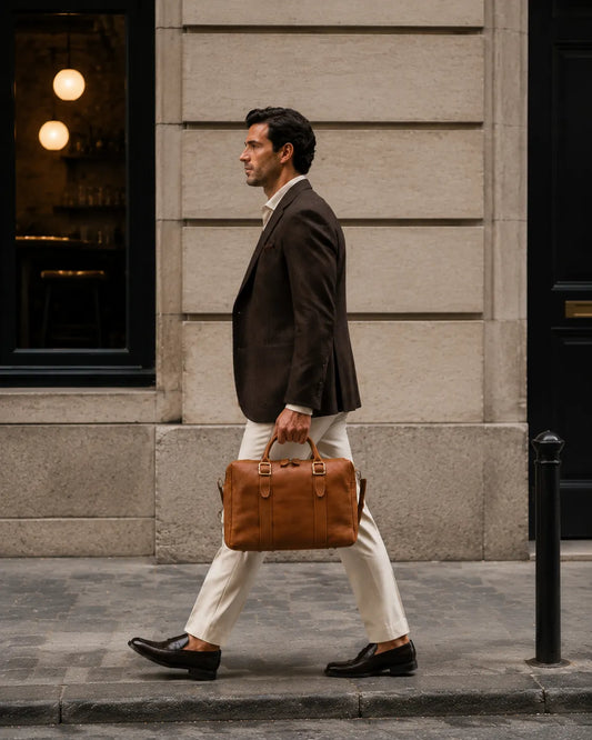 Vintage Crazy Horse Leather Briefcase – Slim Business Laptop Bag