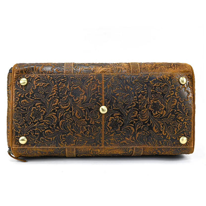 EMBOSSED GENUINE LEATHER WEEKENDER