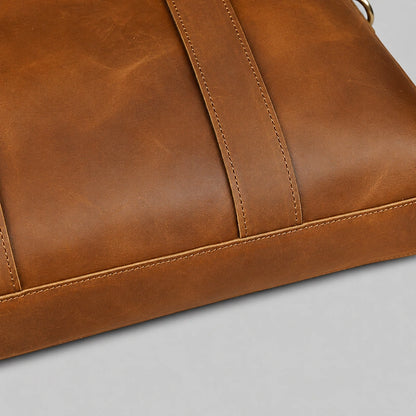Vintage Crazy Horse Leather Briefcase – Slim Business Laptop Bag