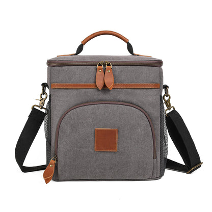 Personalized Insulated Lunch Cooler Bag Removable Padded Divider Engraved Leather Canvas Beach Cooler Bag Custom Gift Monogrammed for Men and Women 24-Can