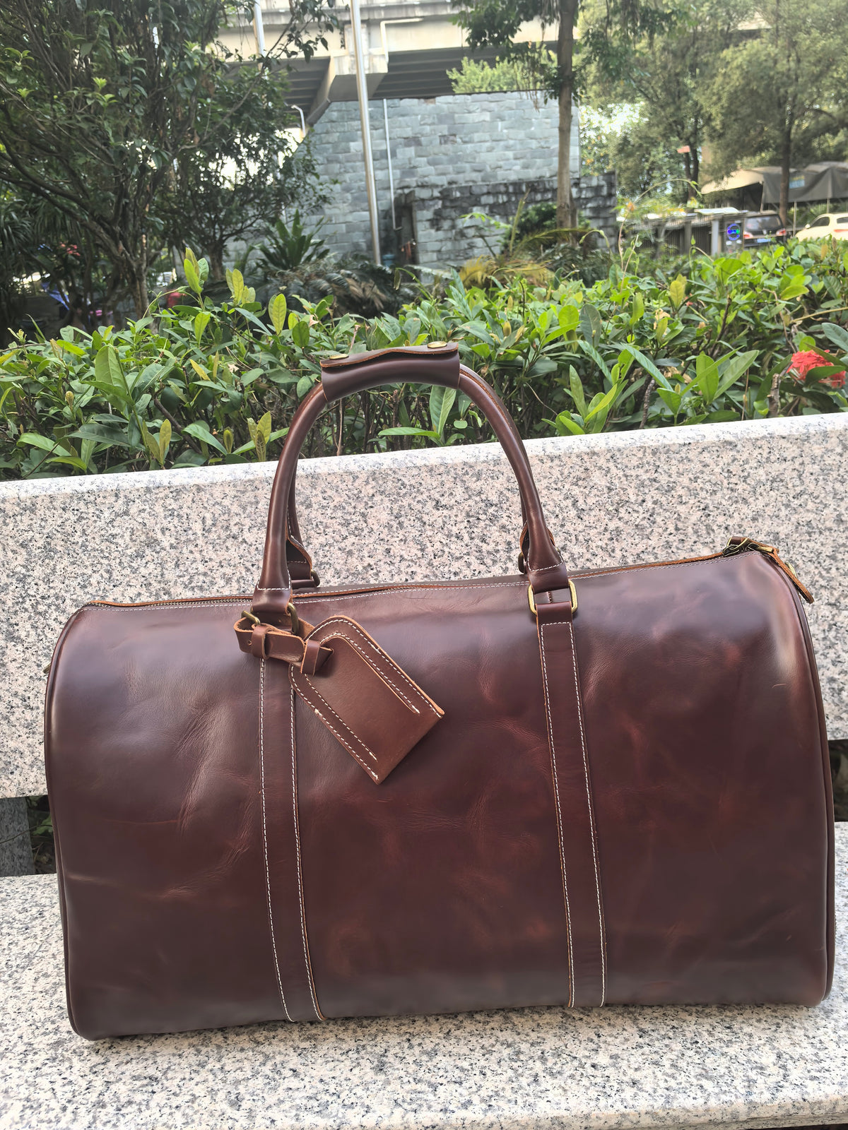 Free Personalized Crazy Horse Leather Duffle Bag Top Grain Leather Carry On Bag
