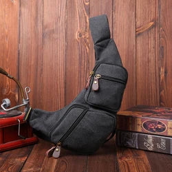 CANVAS TRIM GENUINE LEATHER SHOULDER BAG