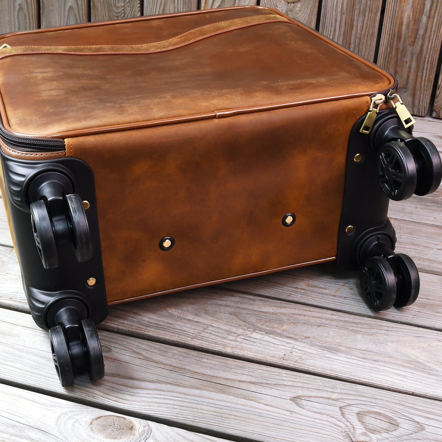 Genuine Leather Duffle Bag with Wheels, Large Capacity Leather Weekender, Rolling Overnight Travel Trolley Bag, Personalised Gifts For Him