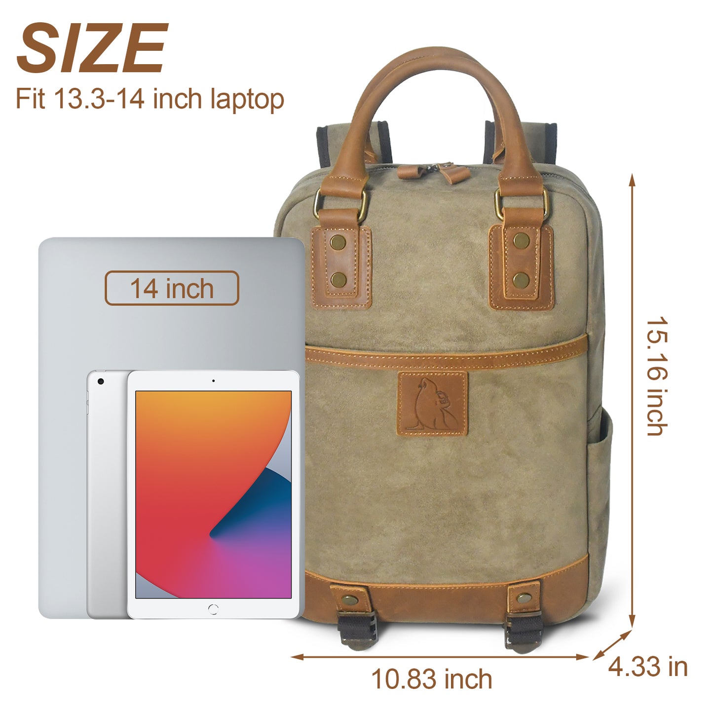 Vintage Suede & Leather Backpack – Business Travel Everyday Carry