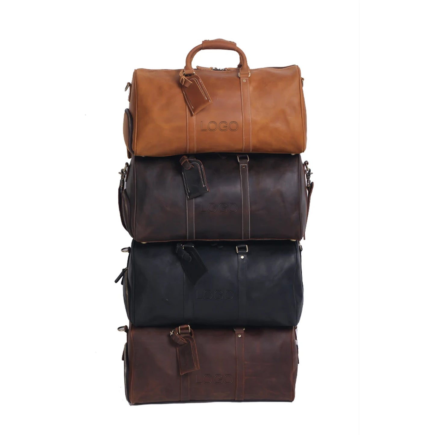 Top Grain Leather Handcrafted Duffel Bag with Adjustable Shoulder Strap and Interior Pocket, Retro Style Weekender Bag Men's or Women's