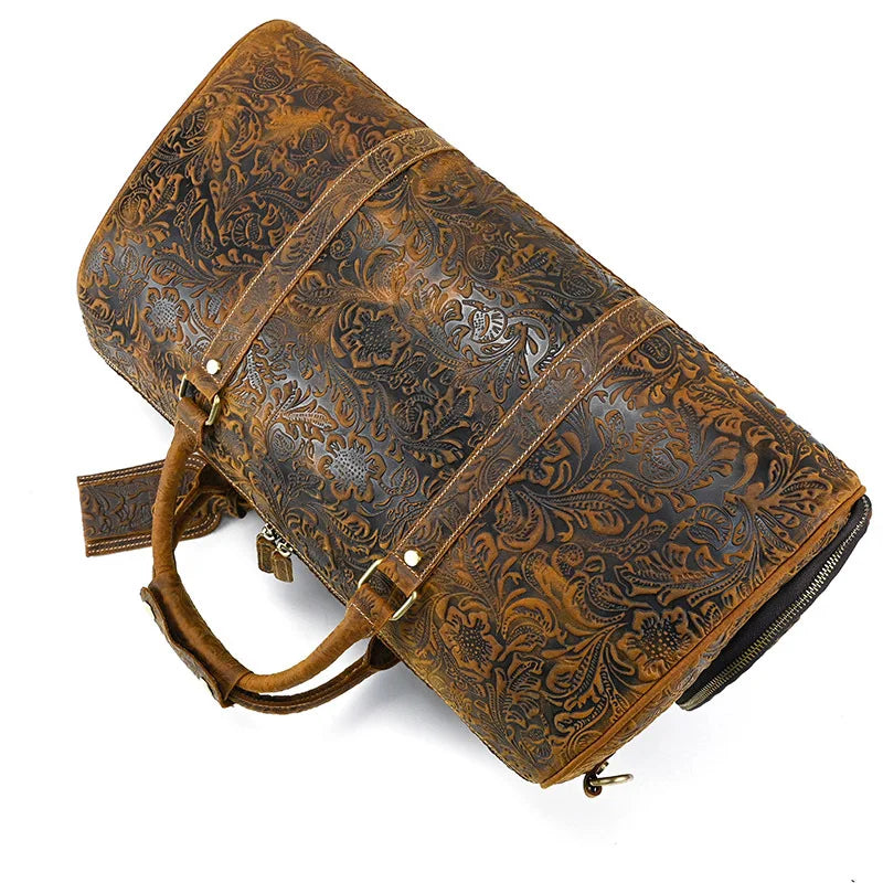 EMBOSSED GENUINE LEATHER WEEKENDER