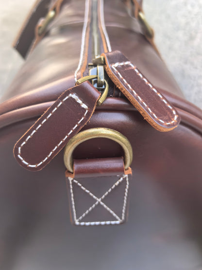 Free Personalized Crazy Horse Leather Duffle Bag Top Grain Leather Carry On Bag