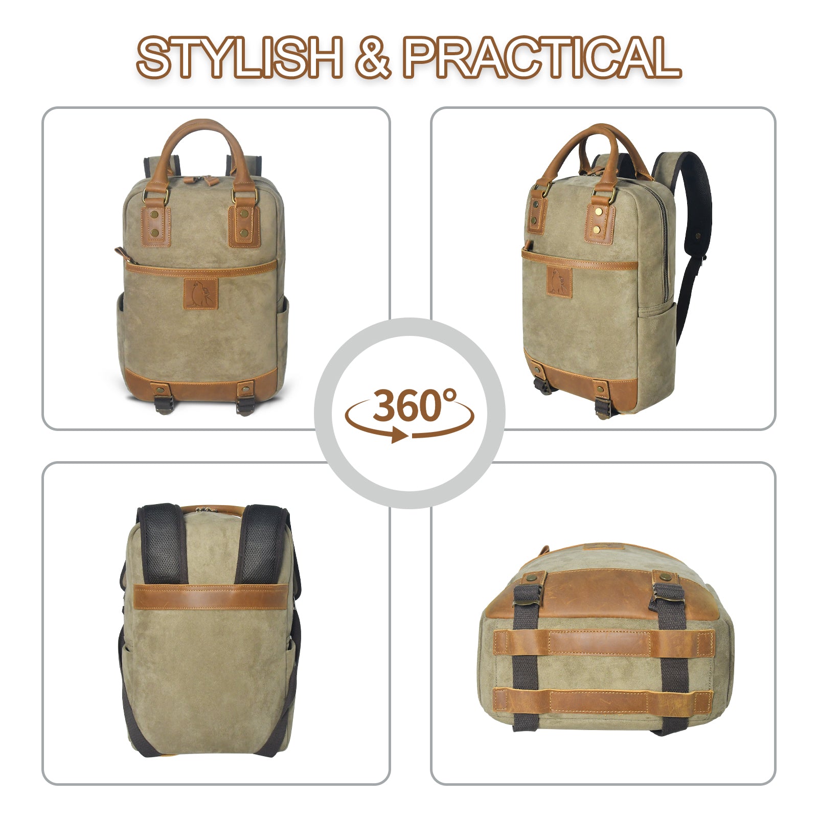 Vintage Suede & Leather Backpack – Business Travel Everyday Carry
