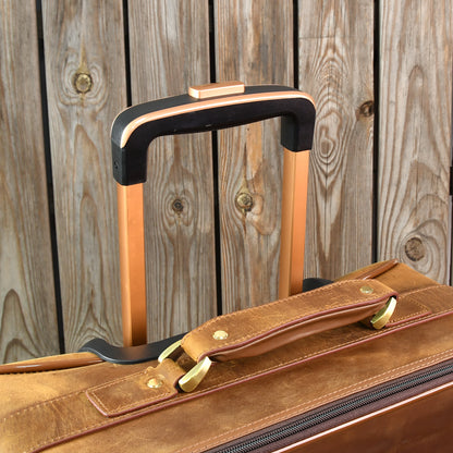Genuine Leather Duffle Bag with Wheels, Large Capacity Leather Weekender, Rolling Overnight Travel Trolley Bag, Personalised Gifts For Him