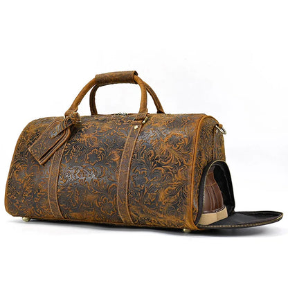 EMBOSSED GENUINE LEATHER WEEKENDER