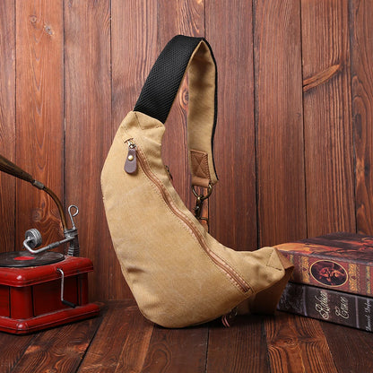 CANVAS TRIM GENUINE LEATHER SHOULDER BAG