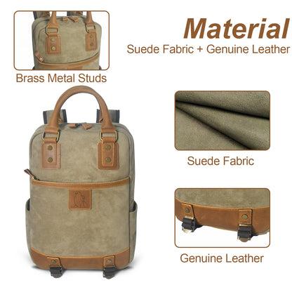 Vintage Suede & Leather Backpack – Business Travel Everyday Carry