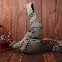CANVAS TRIM GENUINE LEATHER SHOULDER BAG