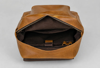 Top open view: Interior compartments with laptop sleeve and organizer pockets