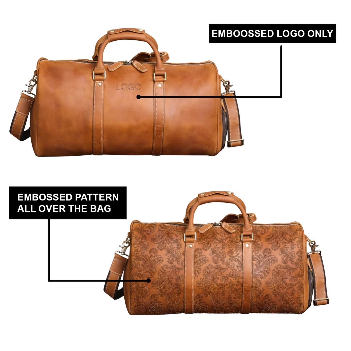 Top Grain Leather Handcrafted Duffel Bag with Adjustable Shoulder Strap and Interior Pocket, Retro Style Weekender Bag Men's or Women's