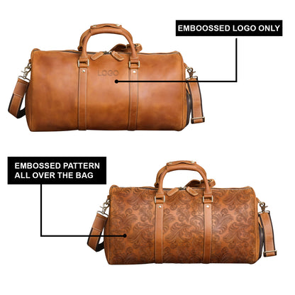 Top Grain Leather Handcrafted Duffel Bag with Adjustable Shoulder Strap and Interior Pocket, Retro Style Weekender Bag Men's or Women's