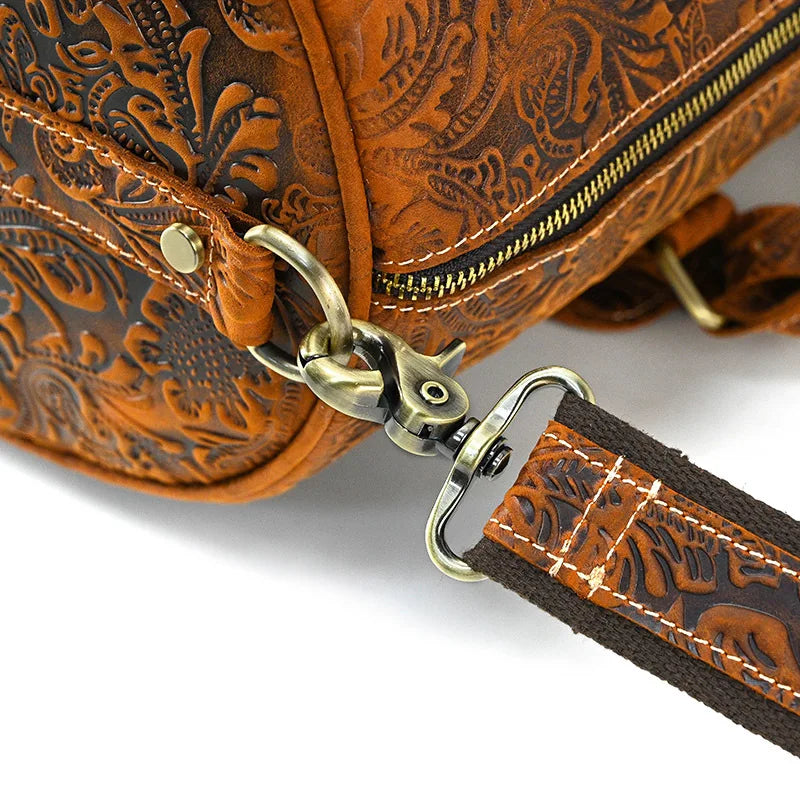 EMBOSSED GENUINE LEATHER WEEKENDER