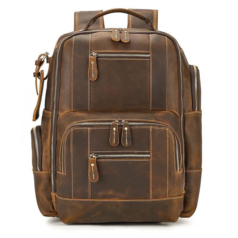 COWHIDE LEATHER SCHOOL BACKPACK