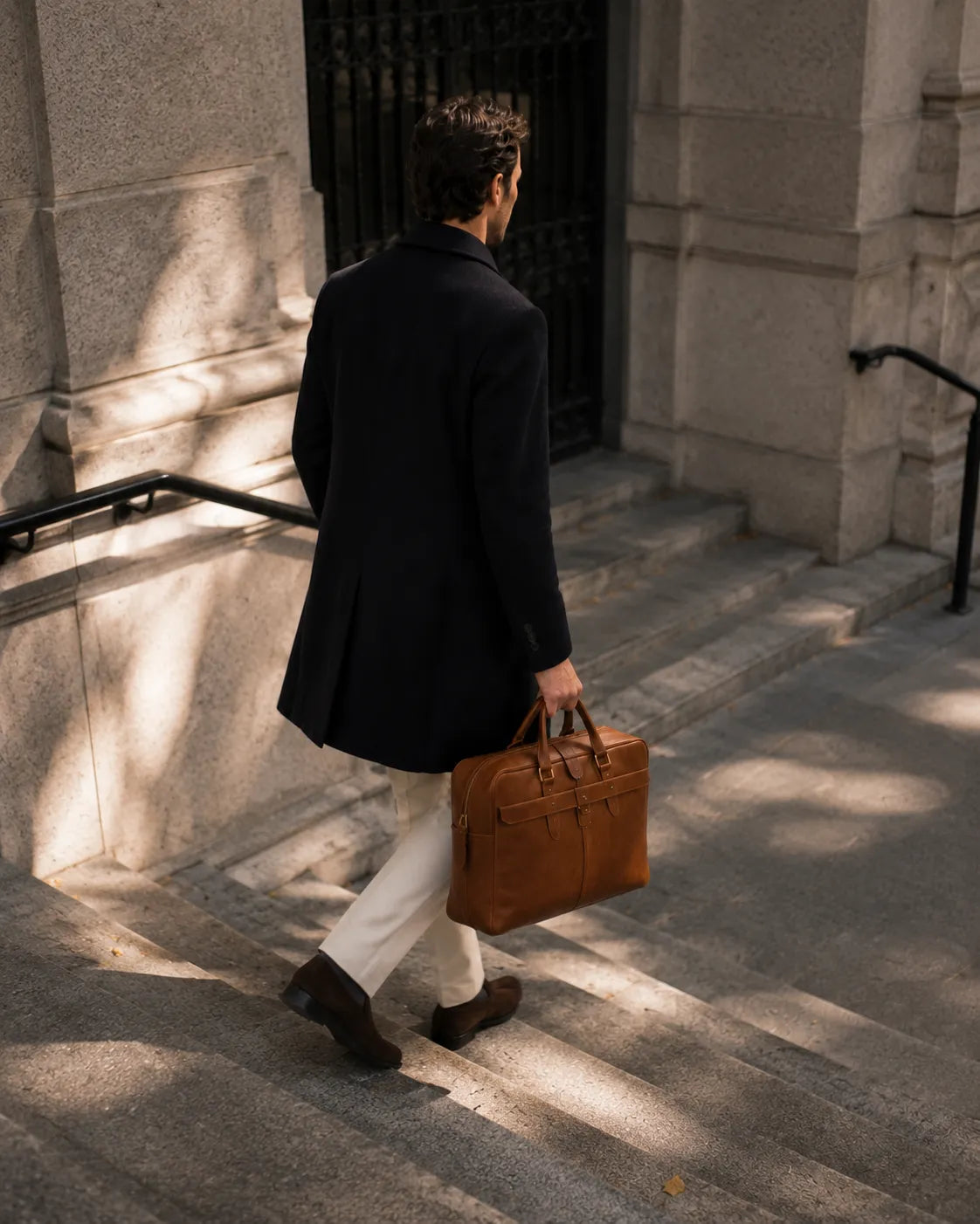 Vintage Crazy Horse Leather Briefcase – Slim Business Laptop Bag