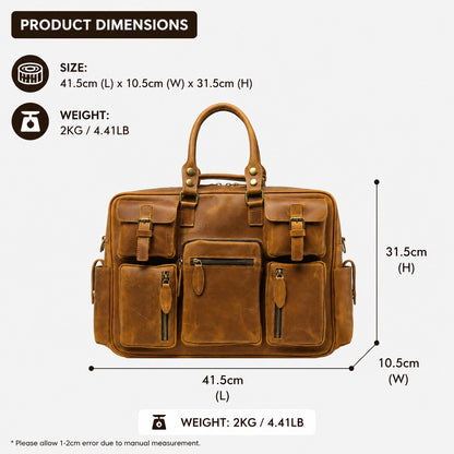Vintage Crazy Horse Leather Briefcase – Premium Business Laptop Bag