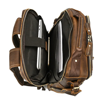 COWHIDE LEATHER SCHOOL BACKPACK