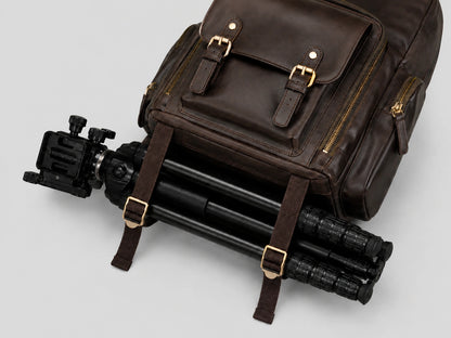 Crazy Horse Leather Camera Backpack for Photographers