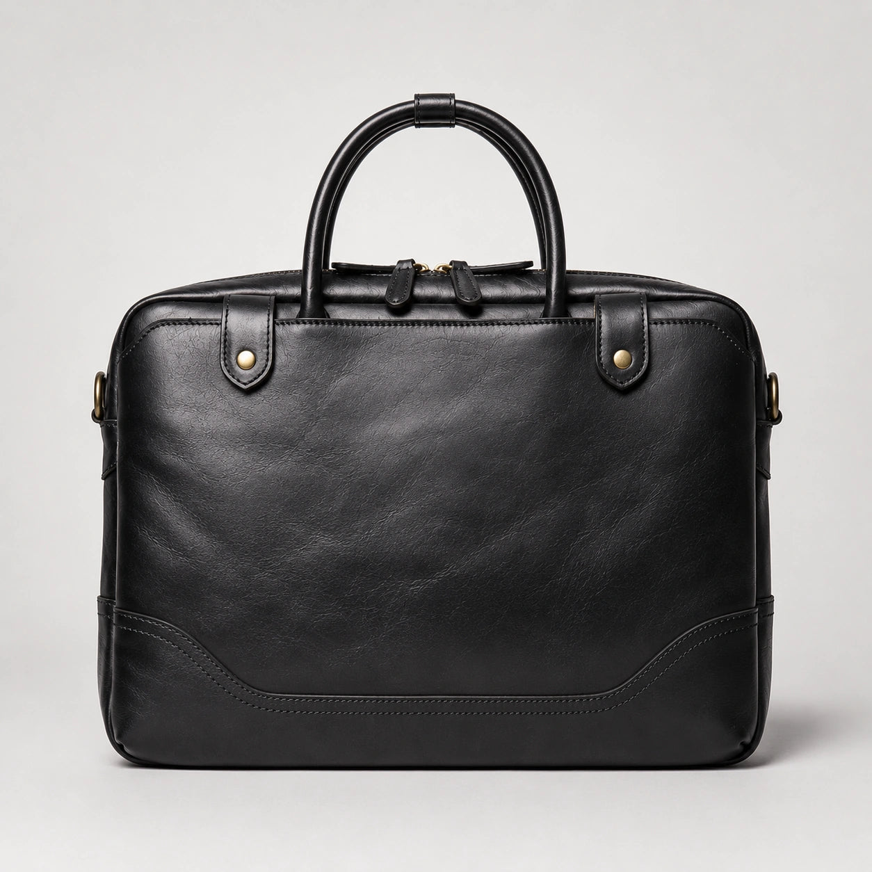 HICEPOR black leather briefcase front view for business work