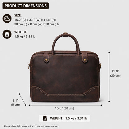 HICEPOR leather briefcase dimensions 38 x 8 x 30 cm