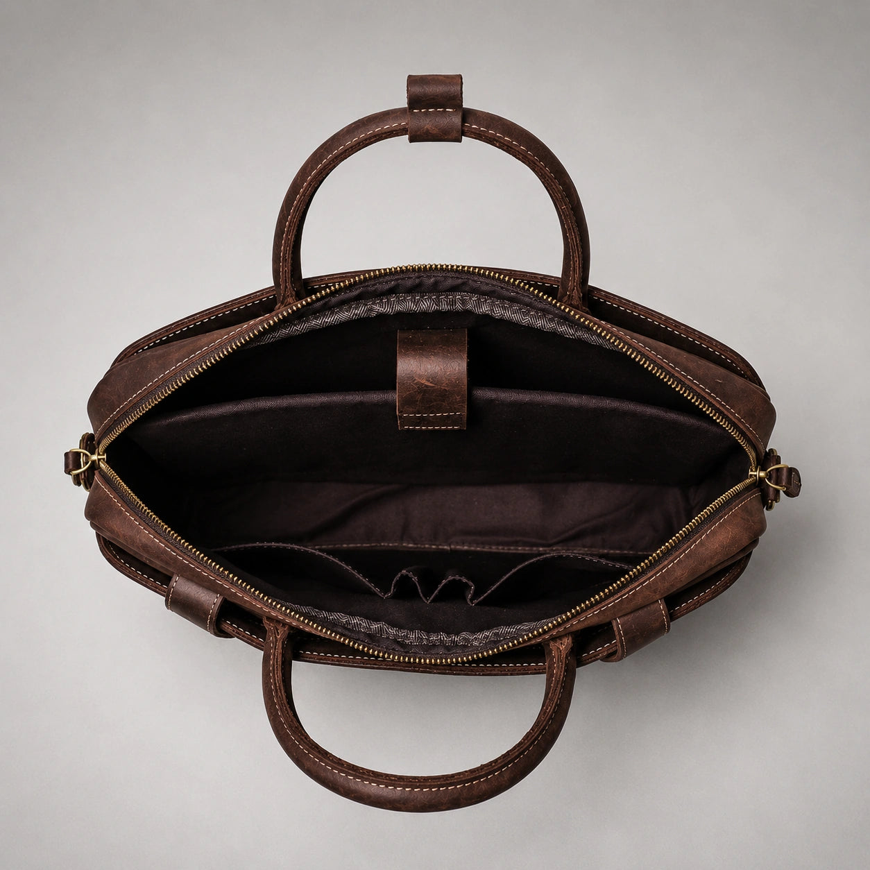 HICEPOR leather briefcase interior compartments for laptop and essentials