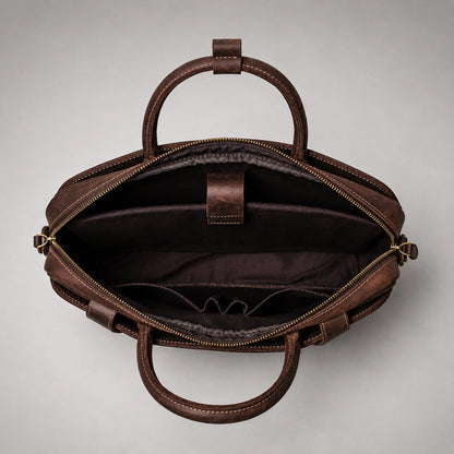 HICEPOR leather briefcase interior compartments for laptop and essentials