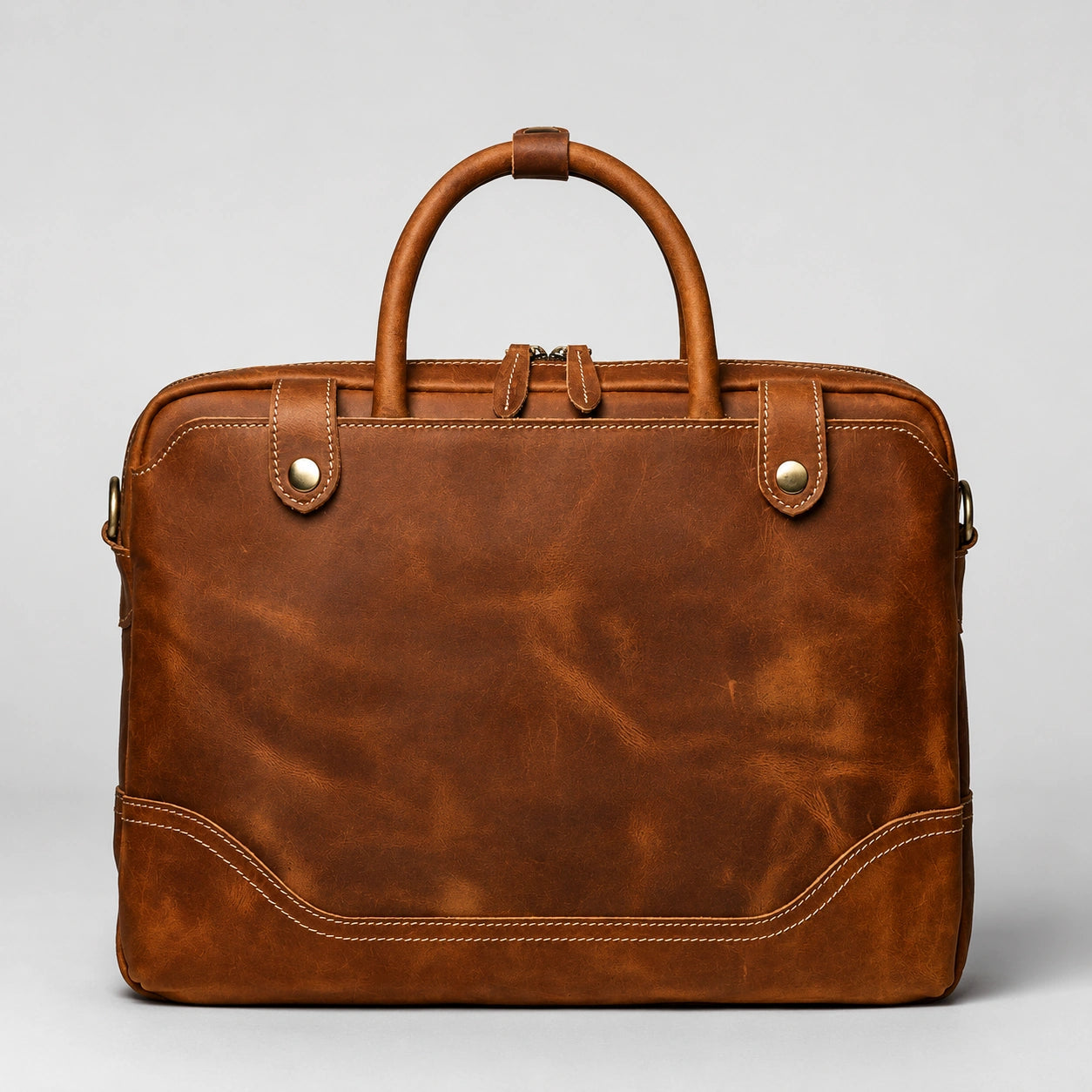 HICEPOR vintage brown leather briefcase front view