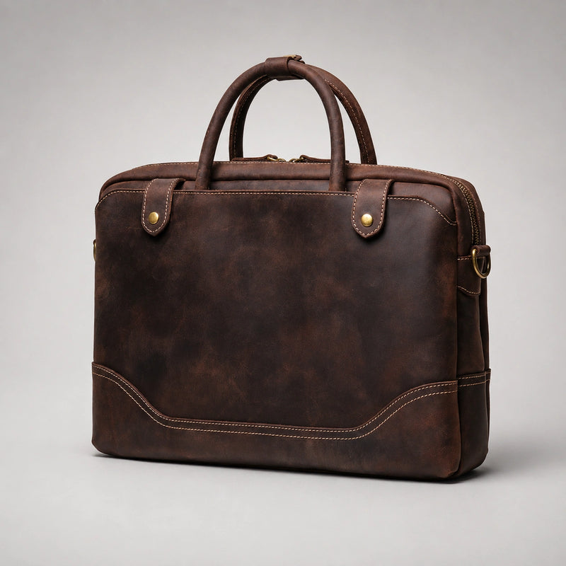 Vintage Crazy Horse Leather Briefcase – Everyday Business Carry