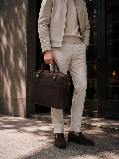 Vintage Crazy Horse Leather Briefcase – Everyday Business Carry