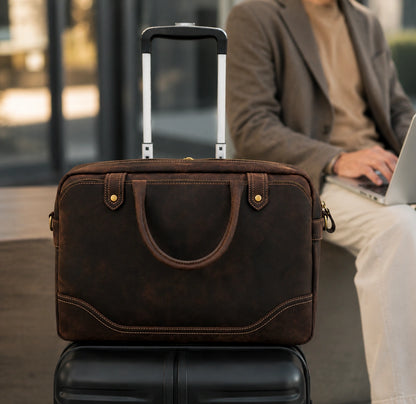 Vintage Crazy Horse Leather Briefcase – Everyday Business Carry
