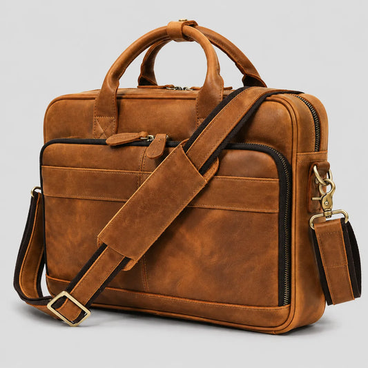 Brown vintage leather briefcase